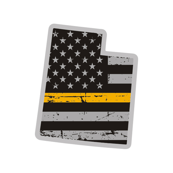 Utah State Thin Gold Line Decal UT Tattered American Flag Sticker Rotten Remains