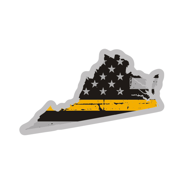 Virginia State Thin Gold Line Decal VA Tattered American Flag Sticker Rotten Remains