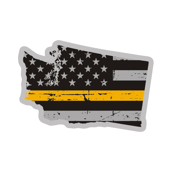 Washington State Gold Line Decal WA Tattered American Flag Sticker Rotten Remains