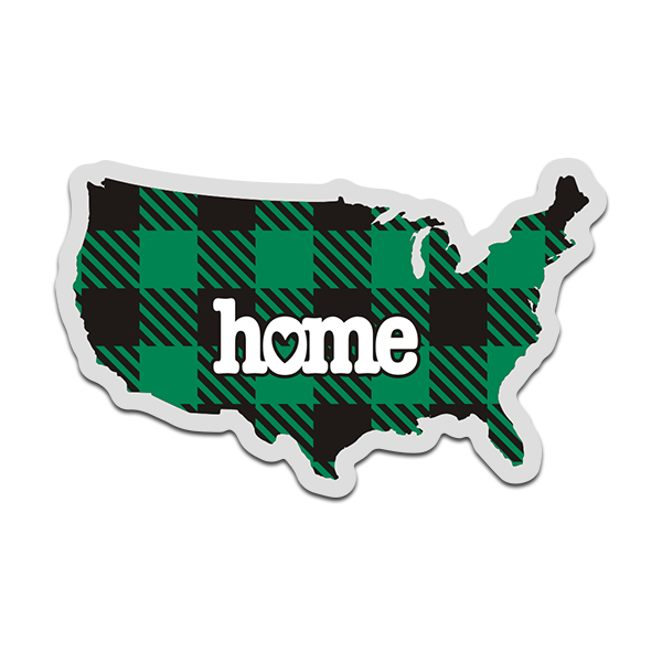 United States Green Buffalo Plaid Decal American USA Checkered Home Map Sticker Rotten Remains