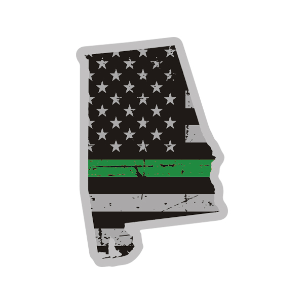 Alabama State Thin Green Line Decal AL Tattered American Flag Sticker Rotten Remains