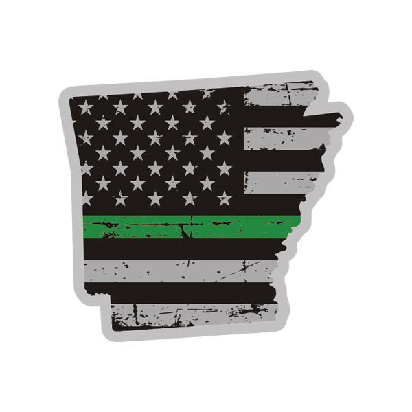 Arkansas State Thin Green Line Decal AR Tattered American Flag Sticker Rotten Remains