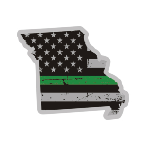 Missouri State Thin Green Line Decal MO Tattered American Flag Sticker Rotten Remains