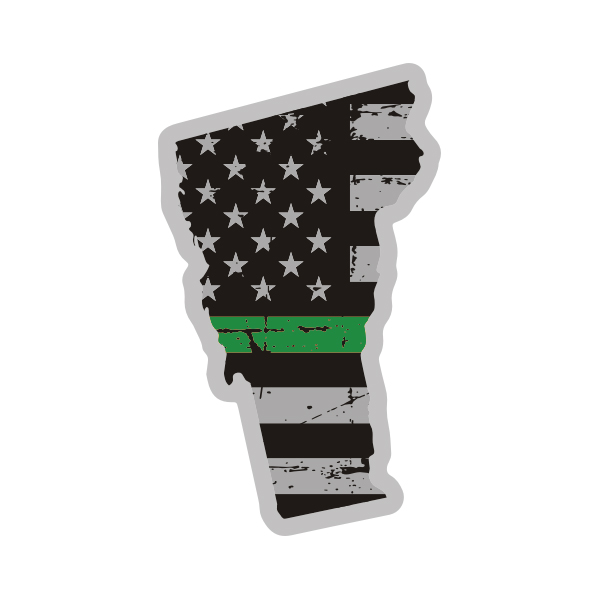 Vermont State Thin Green Line Decal VT Tattered American Flag Sticker Rotten Remains