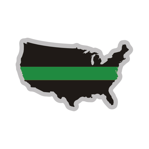 USA Map Thin Green Line Decal US Military Border Patrol Sticker Rotten Remains