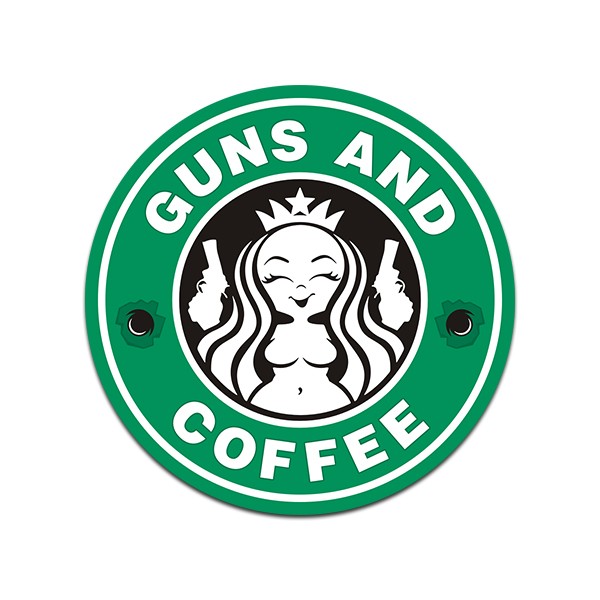 Guns and Coffee Sticker Decal Tactical Military Logo Green V1