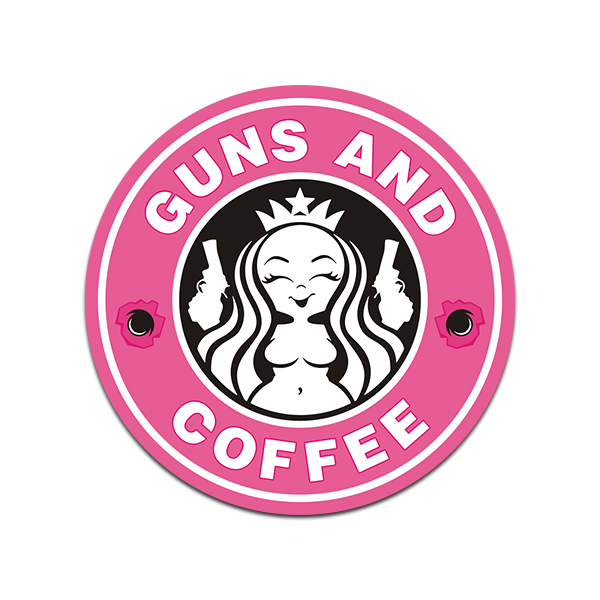 Guns and Coffee Sticker Decal Tactical Military Logo Pink V2 Rotten Remains