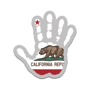 California Jeep Wave State Flag Hand Print CA Vinyl Sticker Decal Rotten Remains