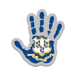 Connecticut Jeep Wave State Flag Hand Print CT Vinyl Sticker Decal Rotten Remains