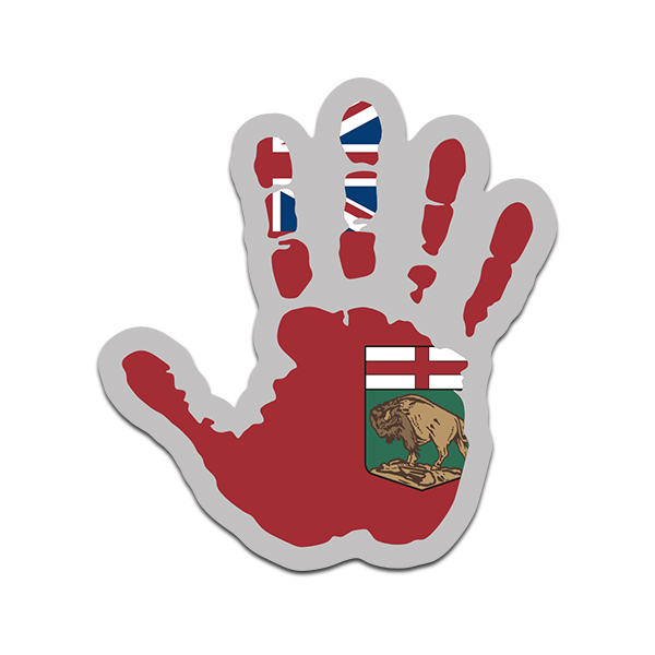 Manitoba Jeep Wave Flag Hand Print MB Vinyl Sticker Decal Rotten Remains