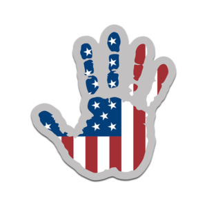 American Jeep Wave Flag Hand Print USA United States Vinyl Sticker Decal Rotten Remains
