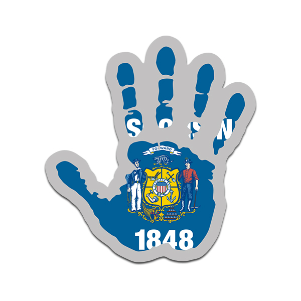 Wisconsin Jeep Wave State Flag Hand Print WI Vinyl Sticker Decal Rotten Remains