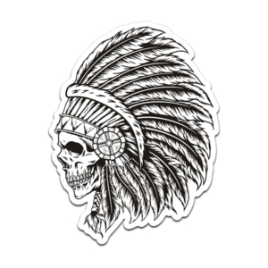 Native American Headdress Sticker Decal Black White Skull First Nation (LH) V4 Rotten Remains