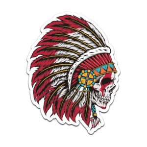 Native American Headdress Sticker Decal Chief Warrior Skull First Nation (RH) V1 Rotten Remains