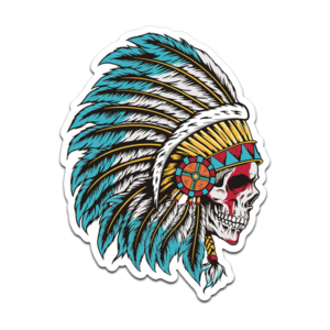 Native American Headdress Sticker Decal Chief Warrior Skull First Nation (RH) V2 Rotten Remains