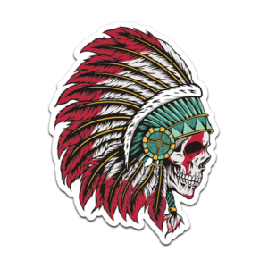 Native American Headdress Sticker Decal Chief Warrior Skull First Nation (RH) V3 Rotten Remains