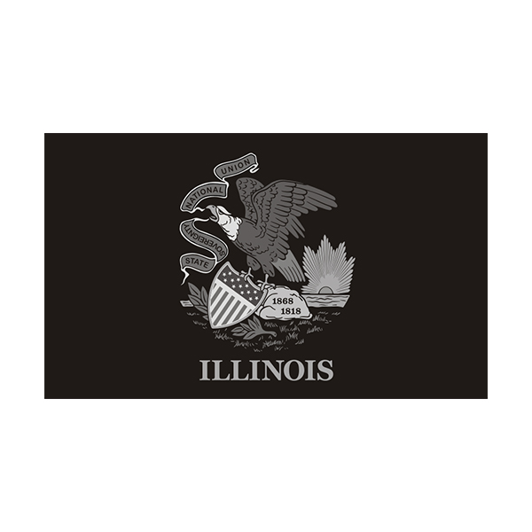 Illinois State Subdued Flag Black Gray Decal IL Vinyl Sticker Rotten Remains