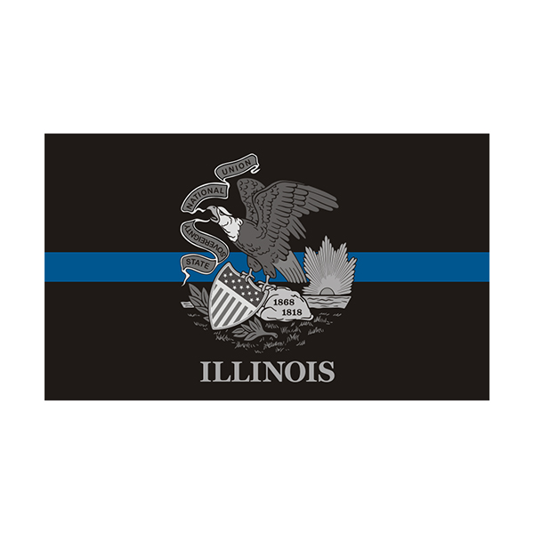 Thin Blue Line Illinois state Shape RED AND BLUE With EMS line Back The Blue decal 