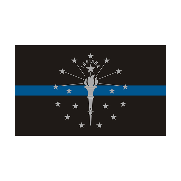 Indiana State Flag Thin Blue Line IN Police Officer Sheriff Sticker Decal Rotten Remains