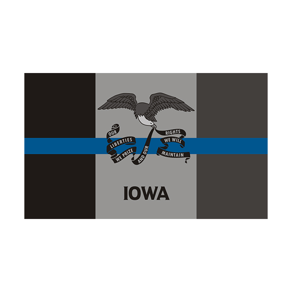 Iowa State Flag Thin Blue Line IA Police Officer Sheriff Sticker Decal Rotten Remains
