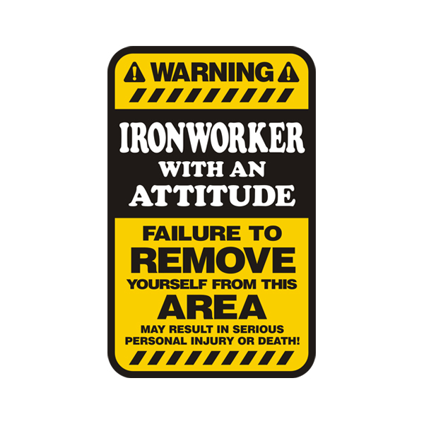 Ironworker Warning Yellow Decal Vinyl Hard Hat Window Bumper Sticker Rotten Remains