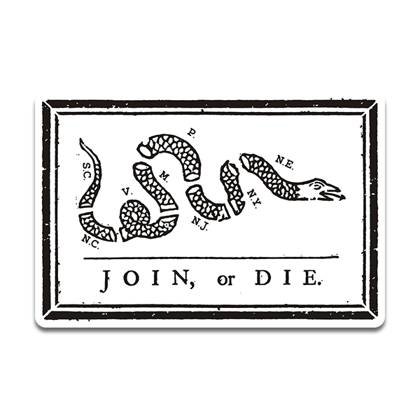 Join or Die in Black and White Sticker by Sterling