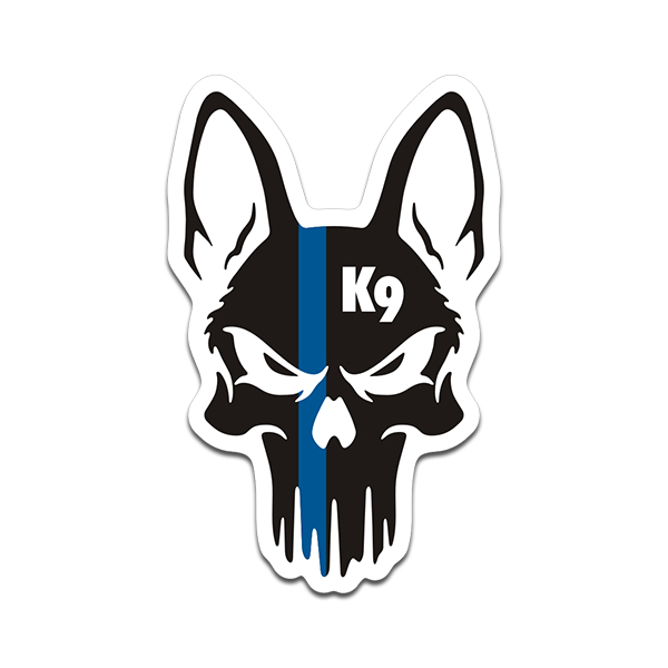 K9 Thin Blue Line Punisher Skull Sticker