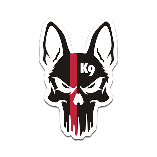 K9 Thin Red Line Punisher Skull Sticker