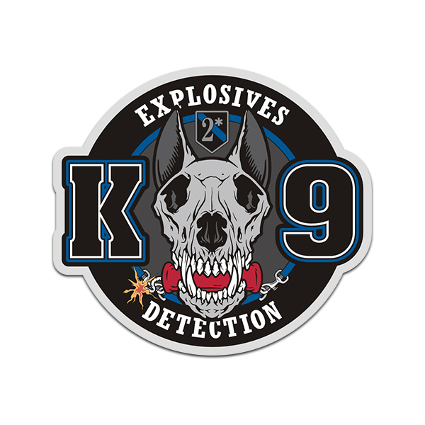 Explosives Detection K9 Skull Sticker Decal Canine Bomb Dog TNT V2 Rotten Remains