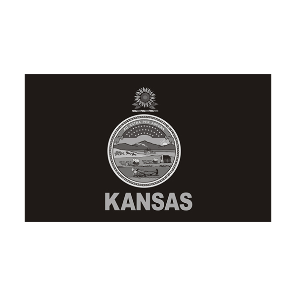 Kansas State Subdued Flag Black Gray Decal KS Vinyl Sticker Rotten Remains