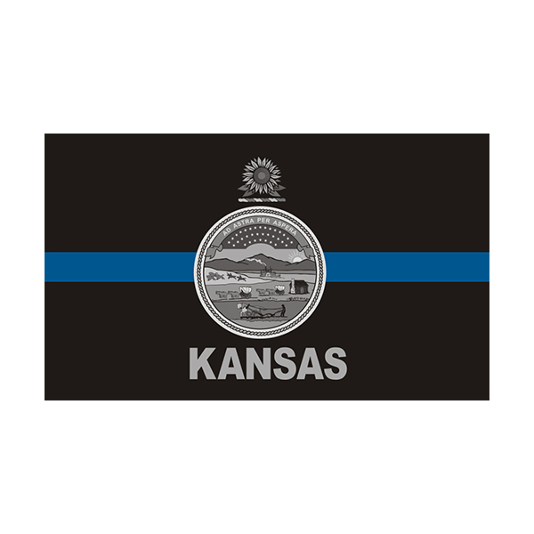 State of KANSAS Thin Blue Line Auto License Plate 6 X 12 KS police/sheriff 