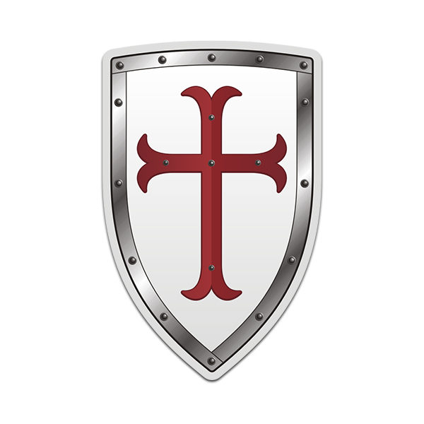 Knights Templar White Crusader Cross Shield Sticker Decal V2 Rotten Remains