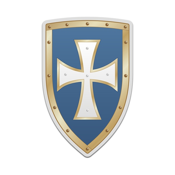 Knights Templar Crusader White Cross Blue Shield Sticker Decal V4 Rotten Remains