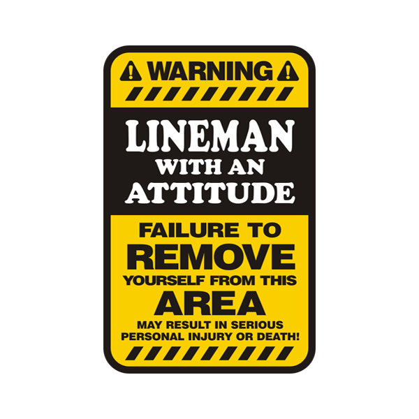 Lineman Warning Yellow Decal Electrician Vinyl Hard Hat Window Sticker Rotten Remains