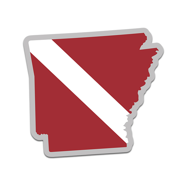Arkansas State Shaped Dive Flag Decal AR Map Vinyl Sticker Rotten Remains