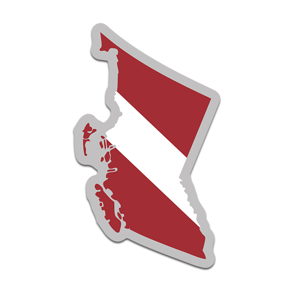 British Columbia Province Shaped Dive Flag Decal Canada BC Map Vinyl Sticker Rotten Remains