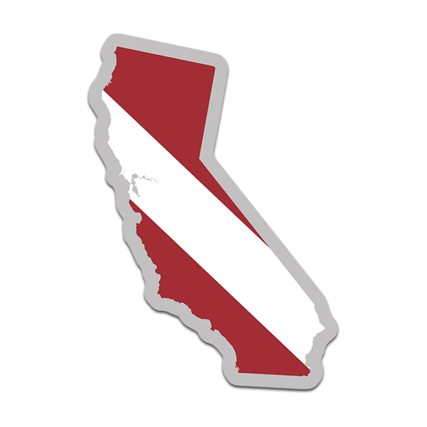California State Shaped Dive Flag Decal CA Map Vinyl Sticker Rotten Remains