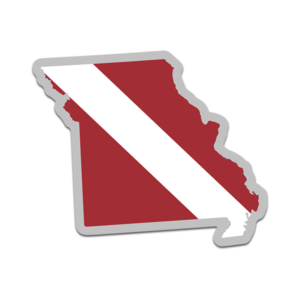 Missouri State Shaped Dive Flag Decal MO Map Vinyl Sticker Rotten Remains