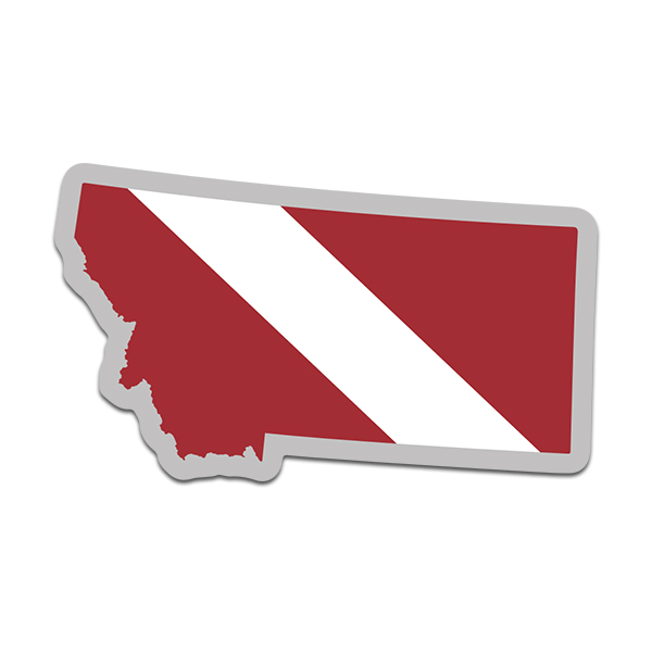 Montana State Shaped Dive Flag Decal MT Map Vinyl Sticker Rotten Remains