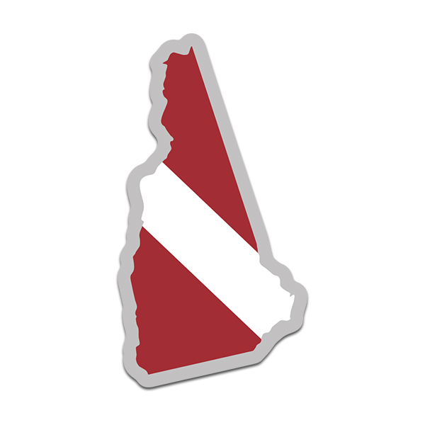 New Hampshire State Shaped Dive Flag Decal NH Map Vinyl Sticker Rotten Remains