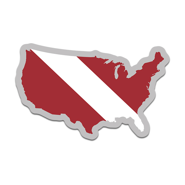 United States Map Shaped Dive Flag Decal America USA Map American Vinyl  Sticker