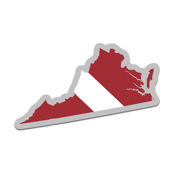 Virginia State Shaped Dive Flag Decal VA Map Vinyl Sticker Rotten Remains