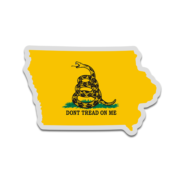 Iowa State Shaped Gadsden Flag Decal IA Dont Tread on Me Sticker Rotten Remains