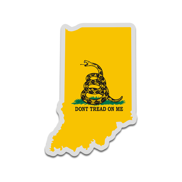 Indiana State Shaped Gadsden Flag Decal IN Dont Tread on Me Sticker Rotten Remains