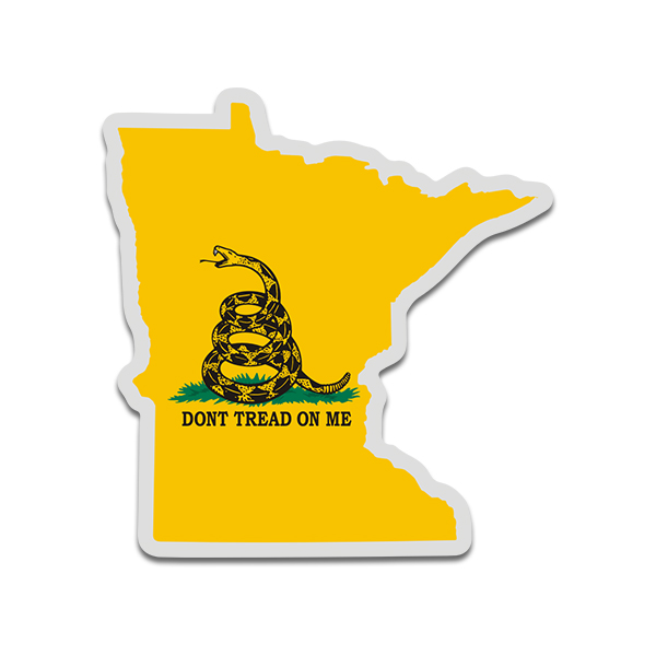 Minnesota State Shaped Gadsden Flag Decal MN Dont Tread on Me Sticker Rotten Remains