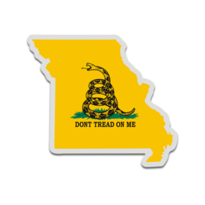 Missouri State Shaped Gadsden Flag Decal MO Dont Tread on Me Sticker Rotten Remains