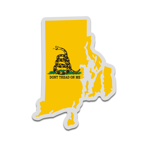 Rhode Island State Shaped Gadsden Flag Decal RI Dont Tread on Me Sticker Rotten Remains