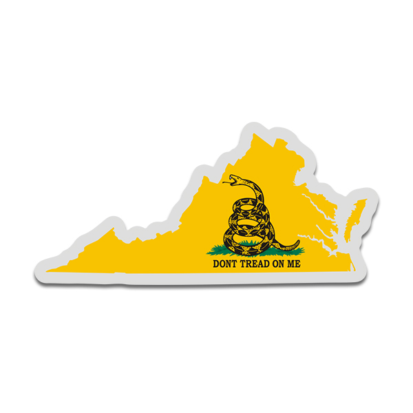 Virginia State Shaped Gadsden Flag Decal VA Dont Tread on Me Sticker Rotten Remains