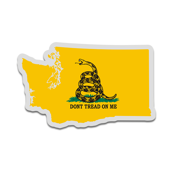 Washington State Shaped Gadsden Flag Decal WA Dont Tread on Me Sticker Rotten Remains