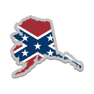 Alaska State Shaped Rebel Confederate Flag Decal AK Map Sticker Rotten Remains